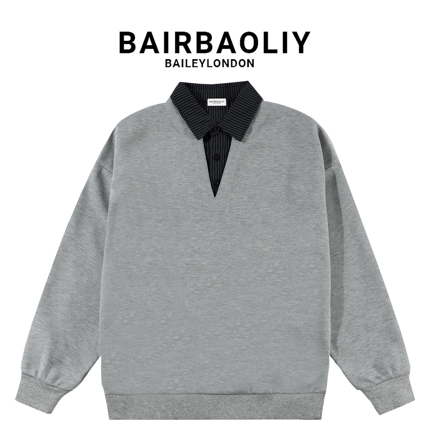 BAIRBAOLIY潮牌假两件卫衣宽松