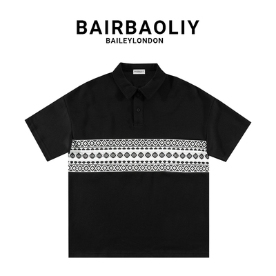BAIRBAOLIY男装轻奢高品翻领短袖POLO衫男痞帅潮牌时尚休闲半袖衫