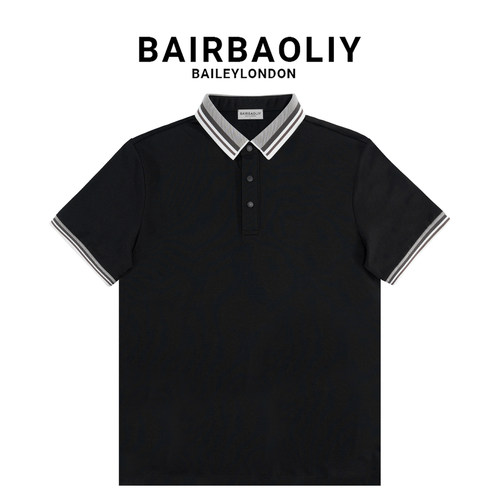 BAIRBAOLIY潮牌简约撞色条纹夏季日常休闲轻商务百搭短袖POLO衫男
