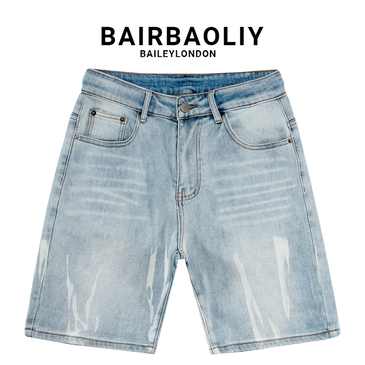 BAIRBAOLIY夏季薄款扎染牛仔短裤男潮牌百搭帅气休闲五分裤子韩版