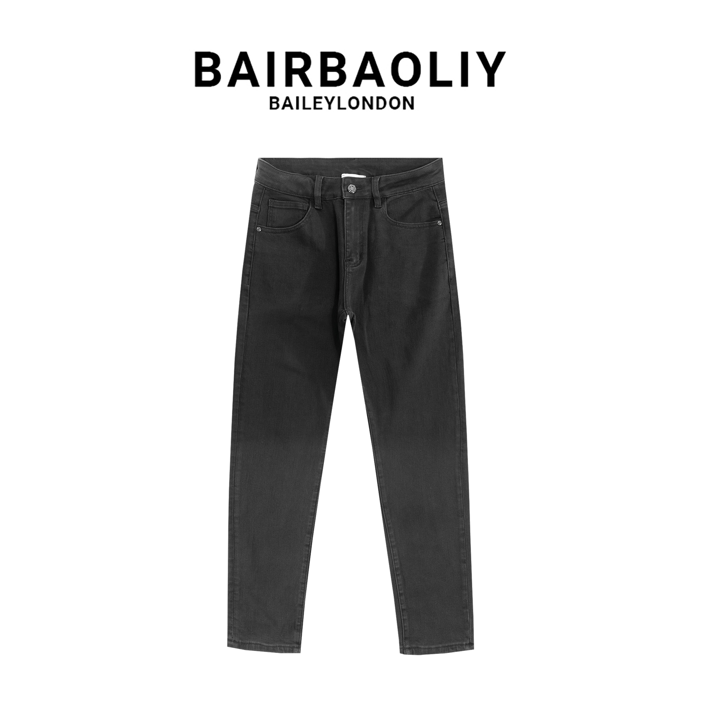 BAIRBAOLIY简约黑色百搭牛仔长裤男装新款2025潮流休闲修身小脚裤