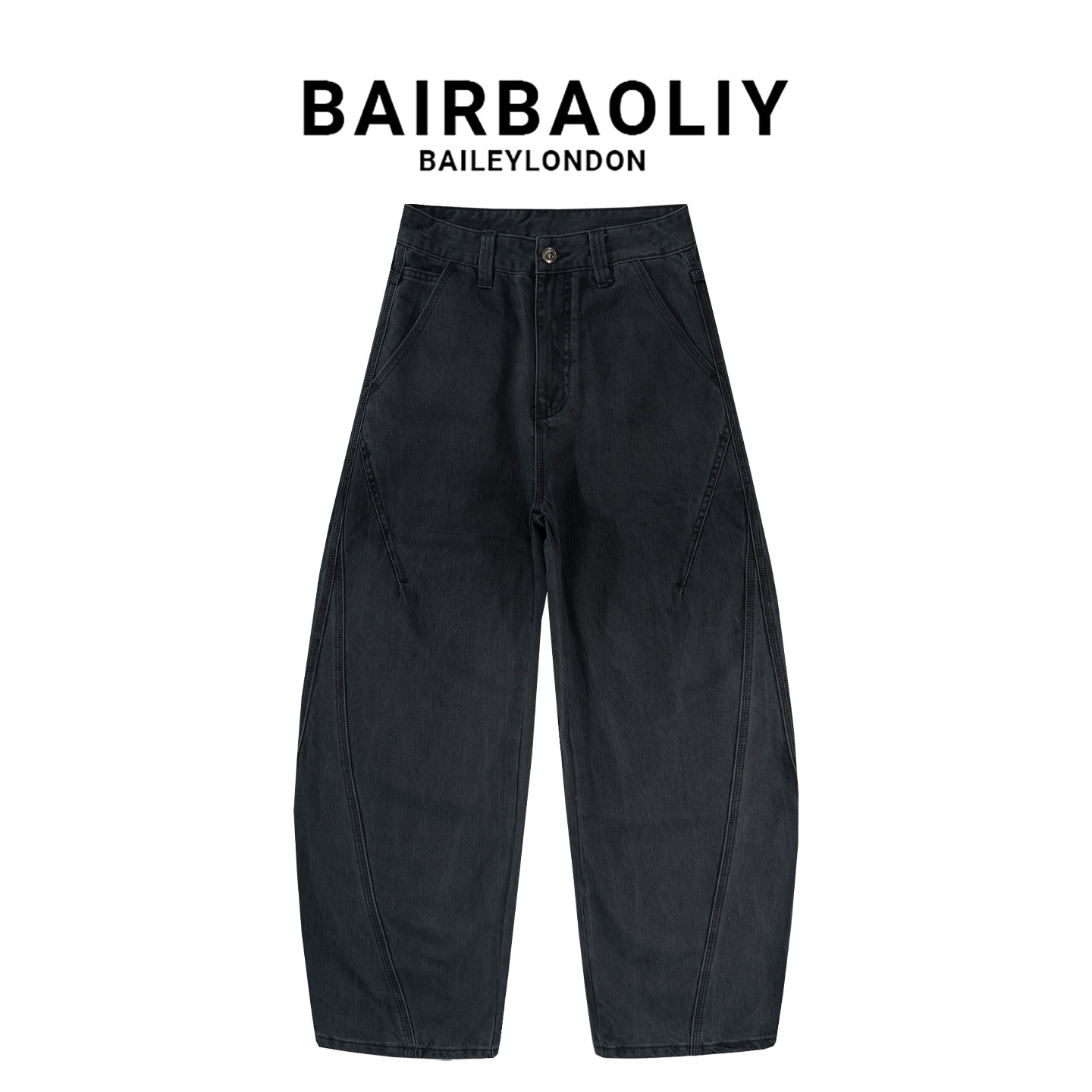 BAIRBAOLIY男士宽松弯刀牛仔裤