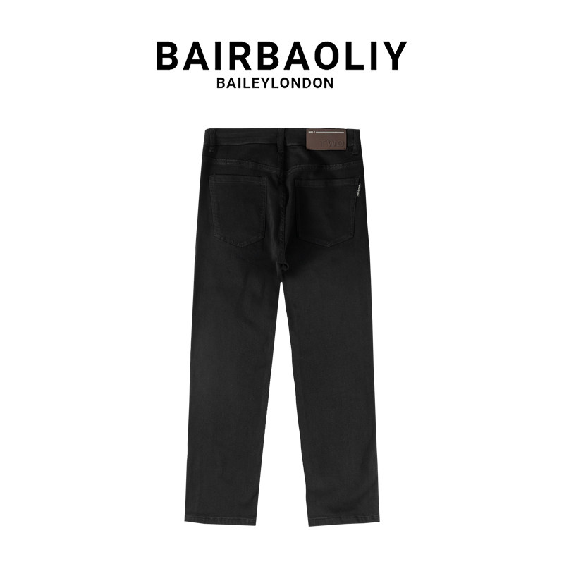 BAIRBAOLIY高端直筒牛仔裤男士2025春季新款轻奢黑色水洗男装裤子