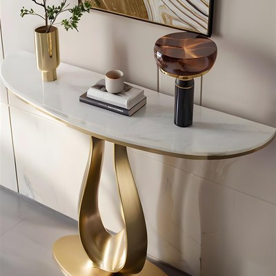 轻型豪华风格不锈钢入口桌别墅v壁挂式端景桌简单现代入口条形潘