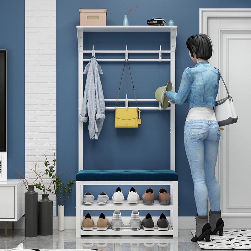 换鞋凳衣a帽架挂衣一体家用门口多功能收纳鞋架凳子可坐人软包鞋