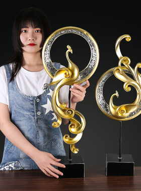 美式凤凰摆件家居饰品玄关客厅电视柜工艺品酒柜S装饰乔迁新居礼