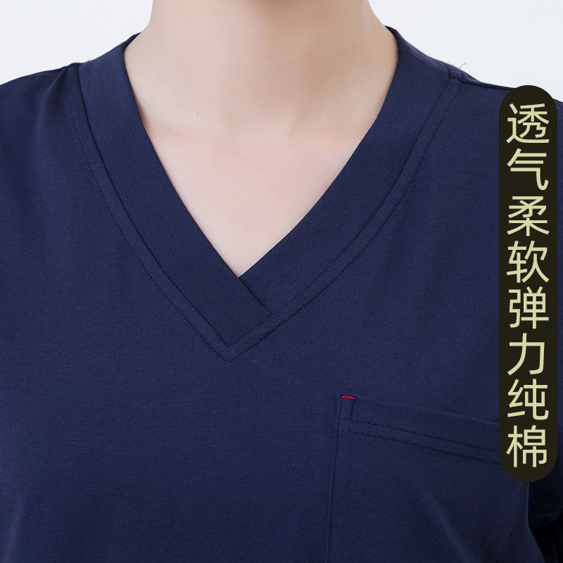 透气弹力纯棉柔软刷手服洗手衣手术服短袖医生值班睡衣
