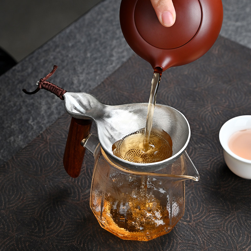 佘德锡制茶漏套装创意茶叶隔茶滤功夫茶具泡茶过滤网茶道零配件