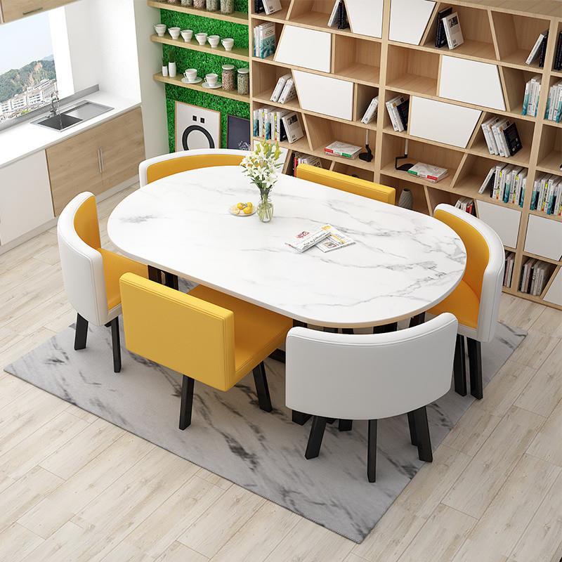 长方形办公会议洽谈接待休闲桌椅组合商用培训休息区餐桌家用6人