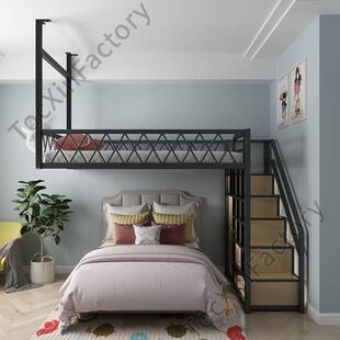 JGP1省空间高架床公寓吊床小户型阁楼床铁艺上下桌空单上层双