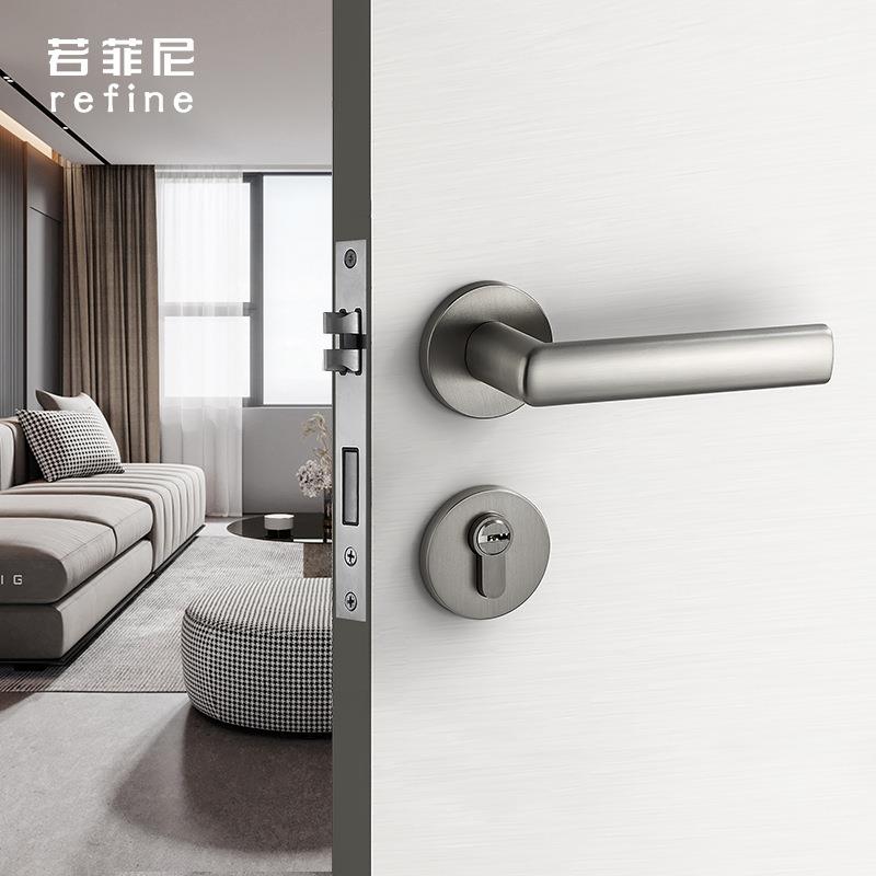 室内门锁磁吸静音锌合金木门把手卧室卫生间极简房门执手锁具
