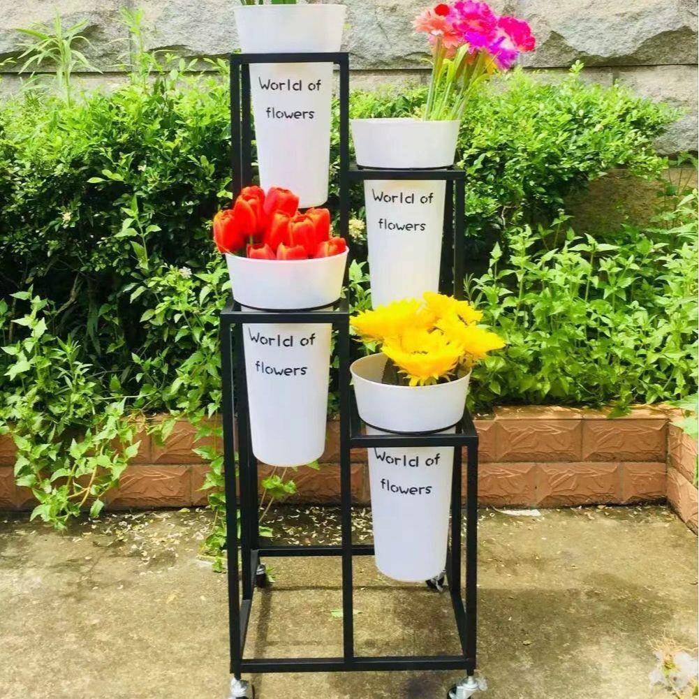 高级感摆摊开业花篮花架支架圆桶架子鲜花桶可移动阶梯式多层花架