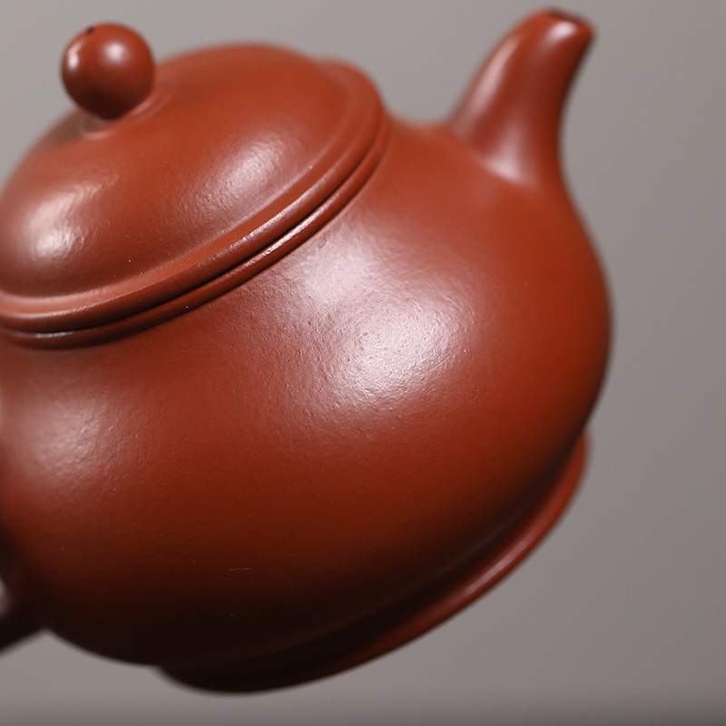 宜兴紫砂壶茶具 宜兴原矿朱泥手感细腻可养茶壶潘壶200cc