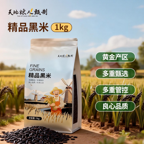天地粮人甄制精品黑米1kg