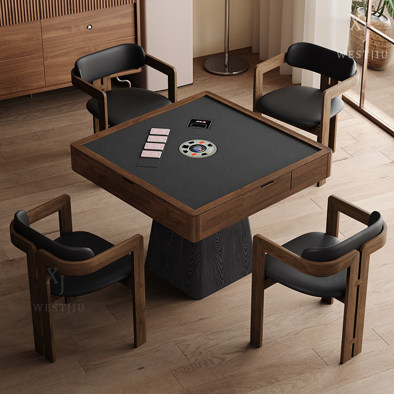 西九全自动掼蛋专用桌餐桌两用高端实木扑克棋牌桌家用餐桌麻将