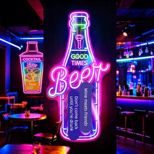 精酿啤酒瓶酒吧发光字挂画KTV酒馆烧烤店氛围灯装饰画清吧led灯箱