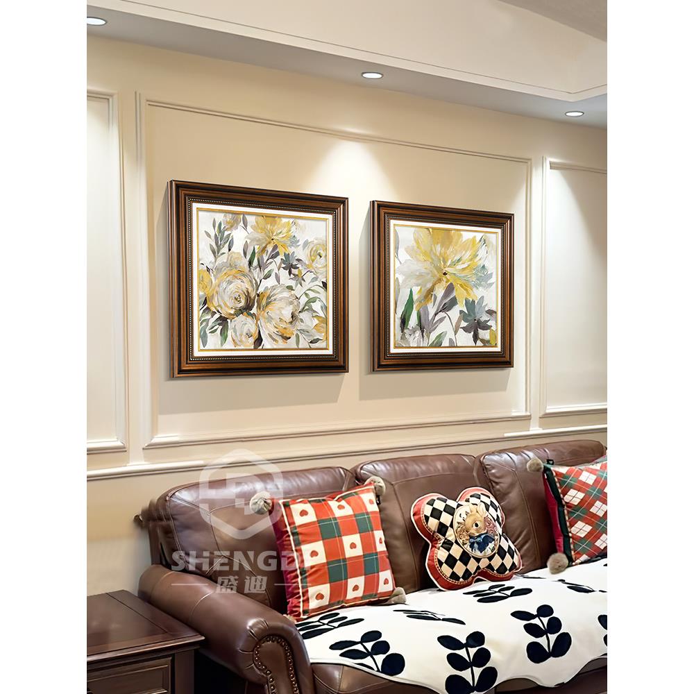 复古客厅装饰画美式卧室床头壁画欧式沙发背景墙挂画抽象玄关花卉
