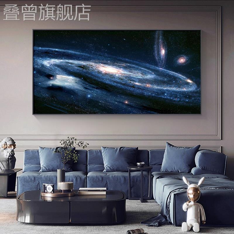 银河星空客厅装饰画灯光豪华沙发背景墙挂画电影院酒吧定制卧室水图片