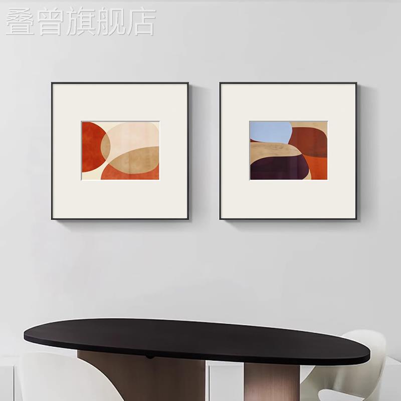 现代简约色块抽象艺术装饰画 画卧室床头客厅沙发背景墙壁画 画饭图片