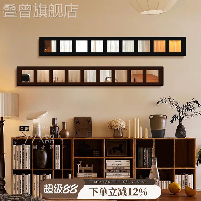 法式中古风客厅镜子装饰画高级感沙发背景墙挂画复古镜面卧室壁画