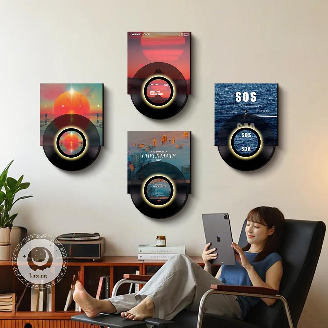 覆古黑胶唱片卧室装饰画餐客厅沙发背景墙挂画玄关斗柜壁灯画明星