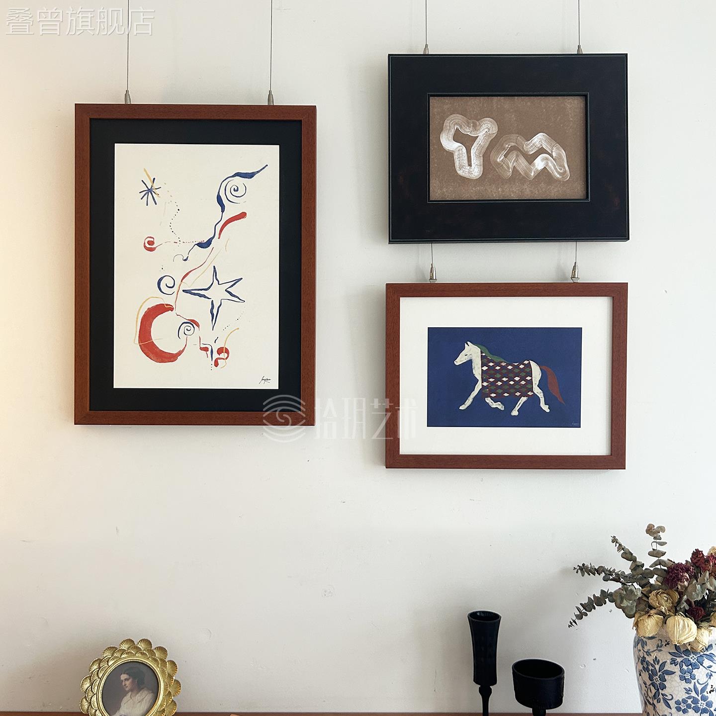 中古风沙发背景墙装饰画 画法式覆古高级感饭厅卧室三联组合艺术图片