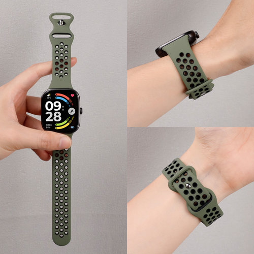 适用红米watch6表带双色硅胶替换腕带Redmi智能运动红米手表6/5/4洞洞夏季表带撞色透气防水防汗时尚男女配件