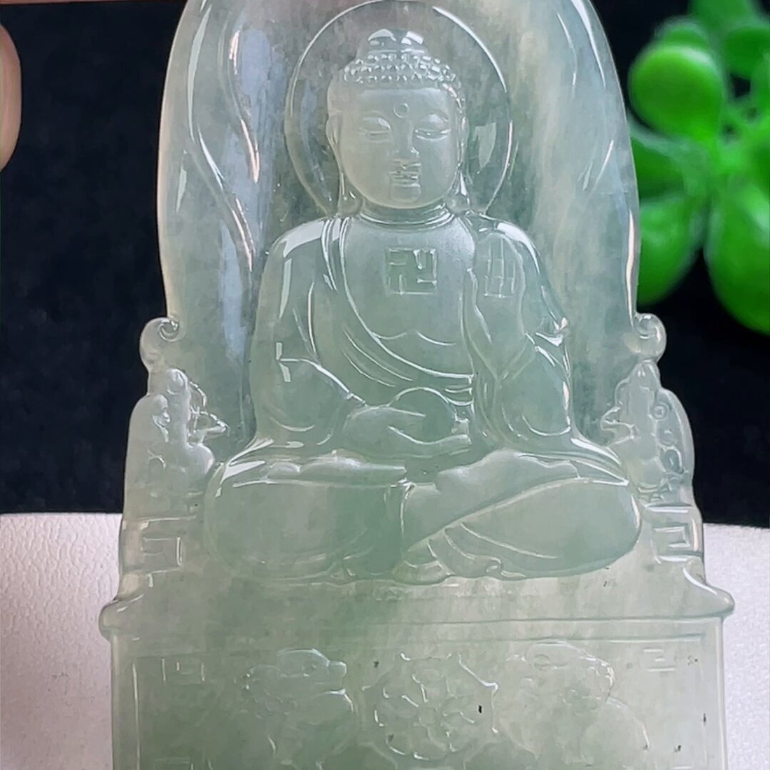 缅甸翡翠大日如来玉吊坠天然玉石A货冰种晴底高档收藏礼物1023