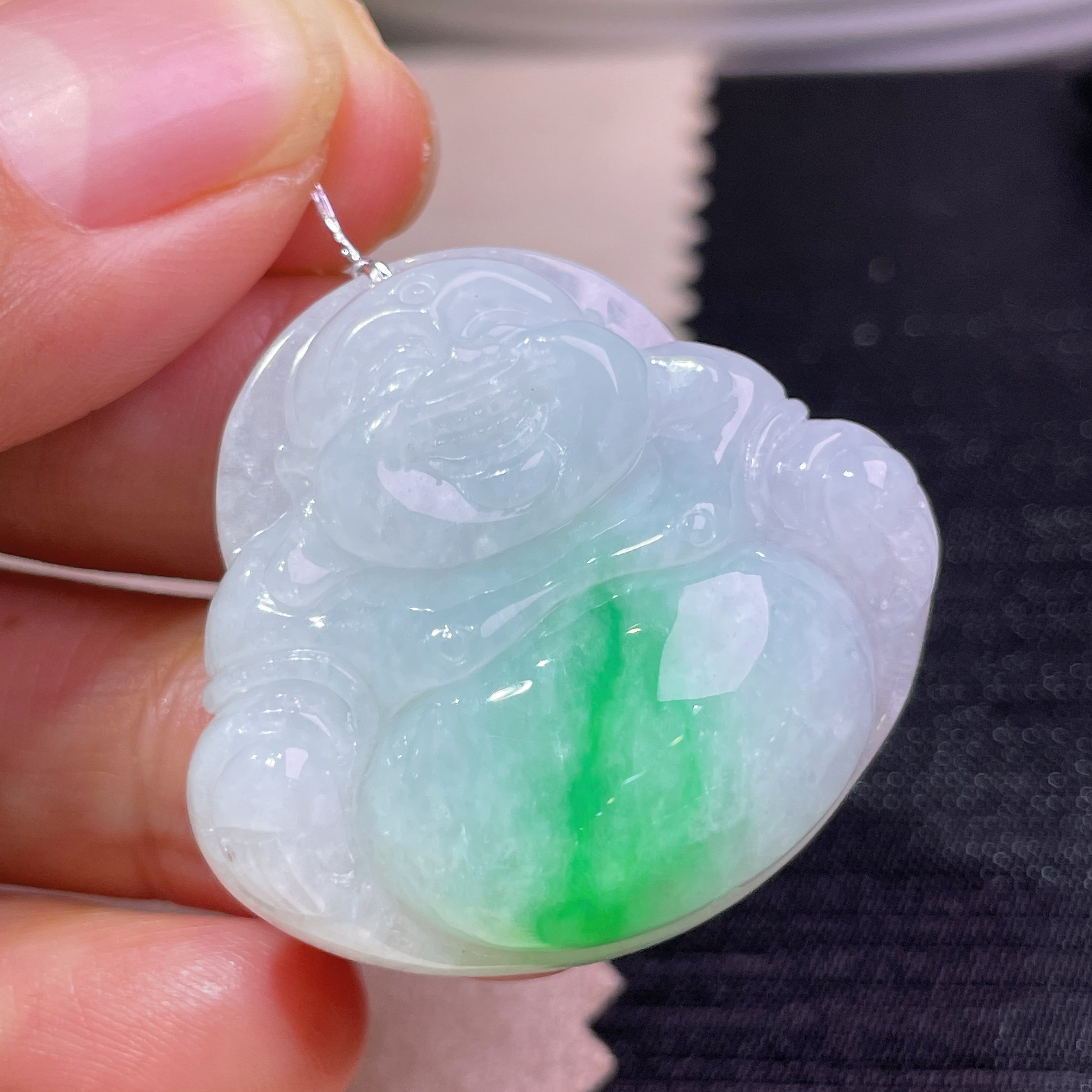 缅甸翡翠佛公玉吊坠天然玉石A货冰糯种阳绿新款老坑高档正品0530