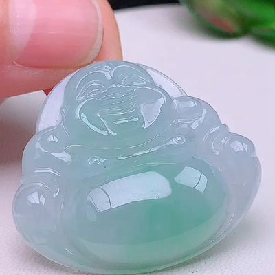 缅甸翡翠佛公玉吊坠天然玉石A货