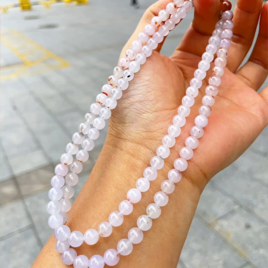缅甸翡翠项链玉项链天然玉石A货冰糯种高档正品收藏老坑证书0530