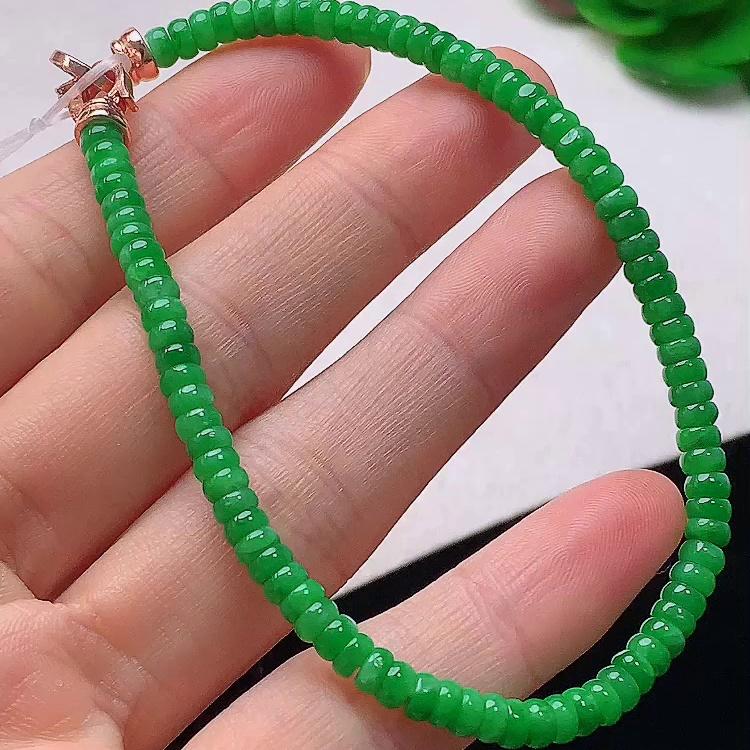 缅甸翡翠算盘玉手串天然玉石A货