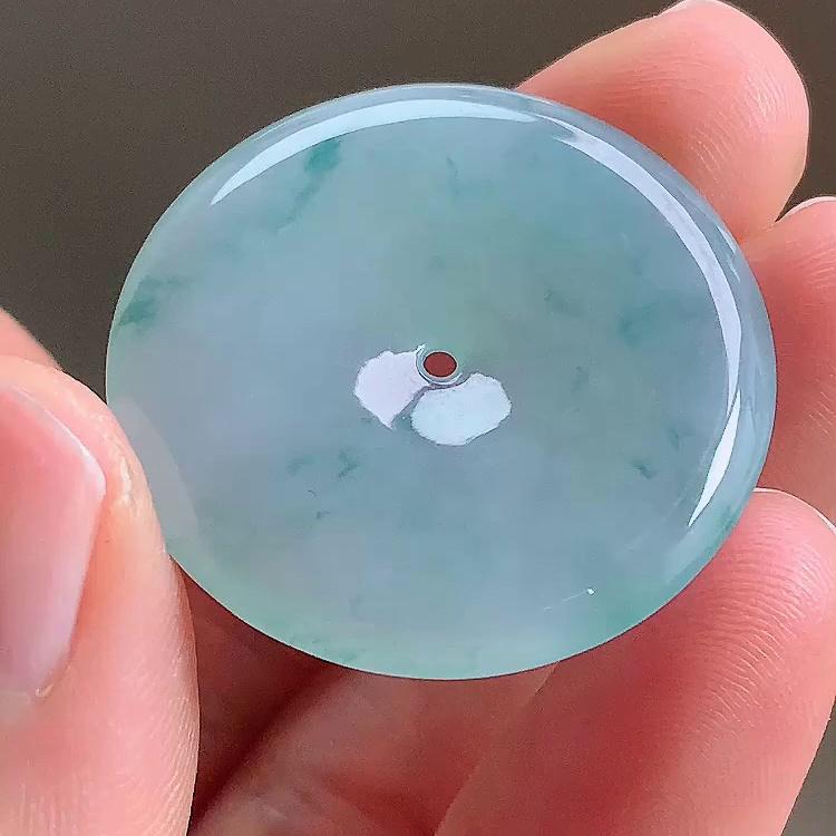 缅甸翡翠平安扣玉吊坠天然玉石A