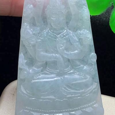 缅甸翡翠千手观音玉吊坠天然玉石