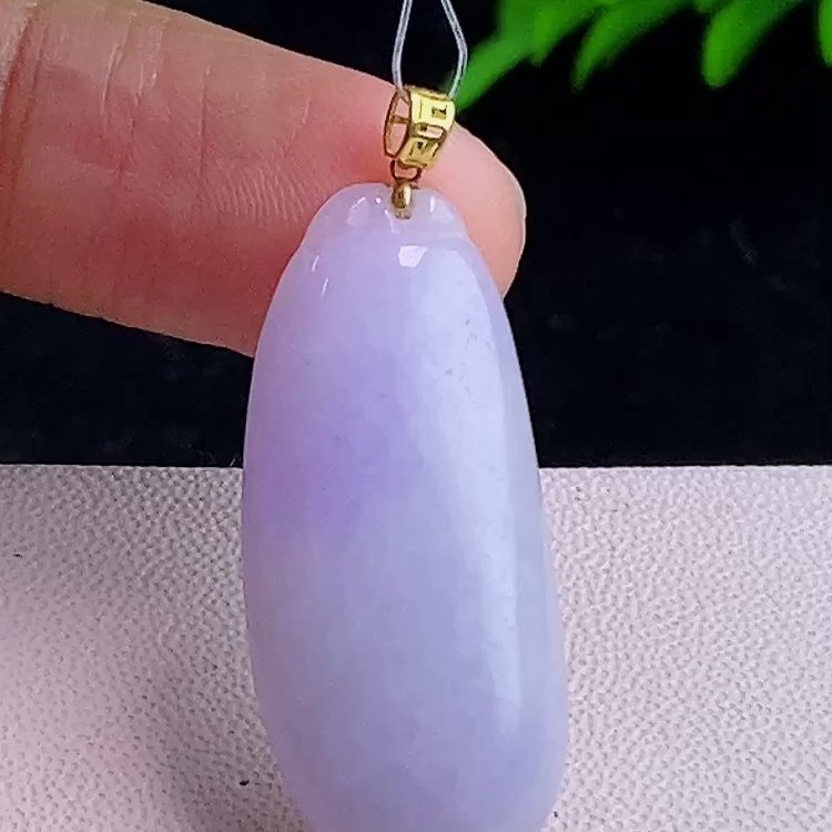 缅甸翡翠福瓜镶金玉吊坠天然玉石A货18K金镶嵌冰种紫罗兰高档1229