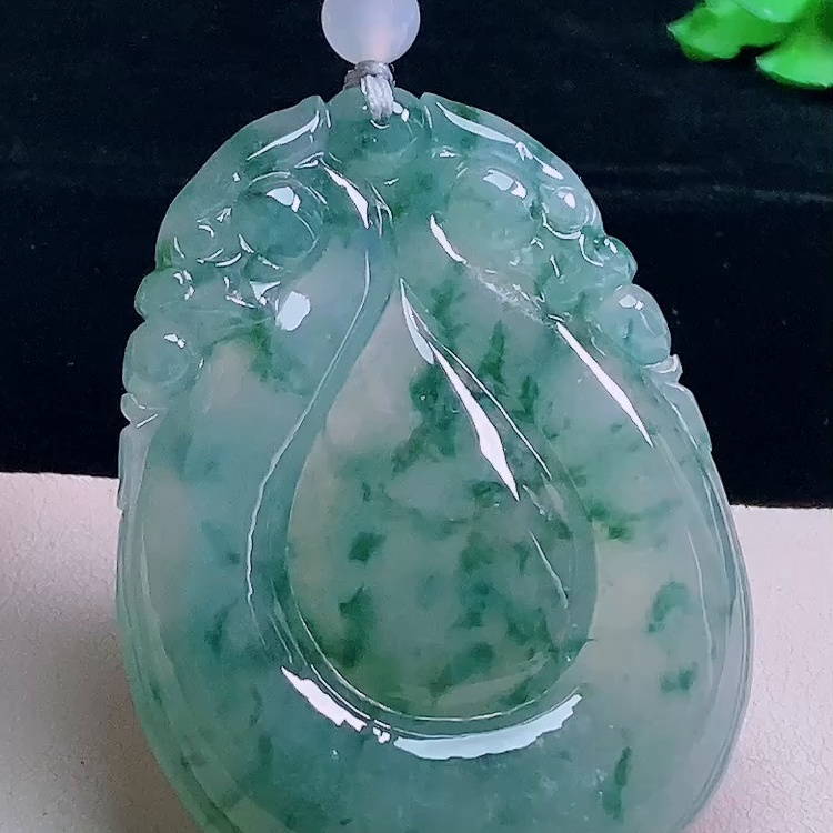 缅甸翡翠水滴玉吊坠天然玉石A货冰种飘花收藏正品高档证书1205