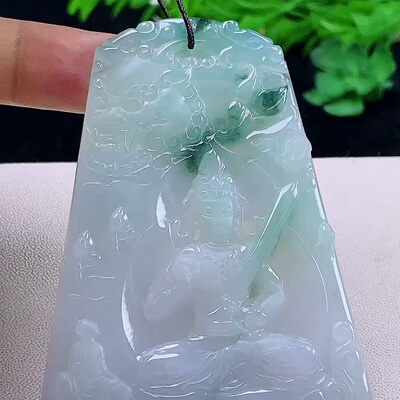 缅甸翡翠文殊玉吊坠天然玉石A货