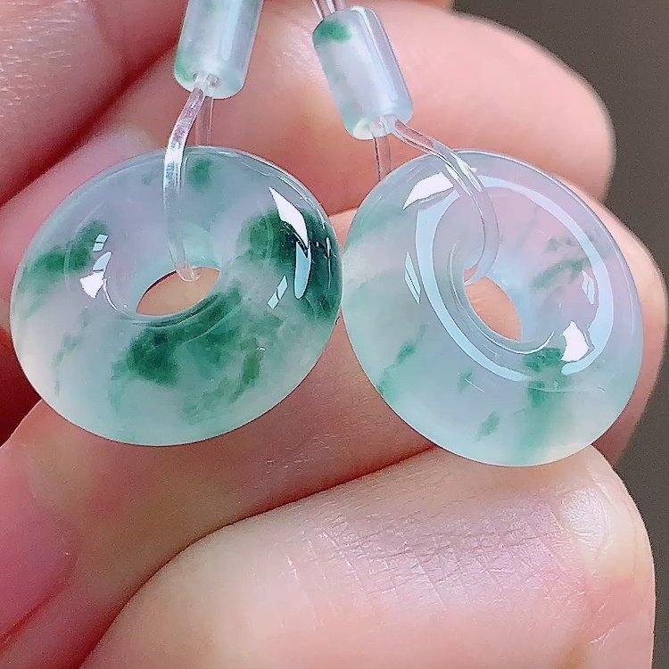 缅甸翡翠平安扣镶金玉耳坠天然玉石A货18K金镶嵌冰种飘花礼物0119,珠宝/钻石/翡翠,耳饰,淘宝优惠券,粉丝福利购,淘宝优惠卷