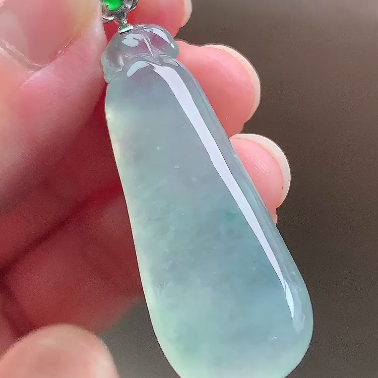 缅甸翡翠福瓜镶金玉吊坠天然玉石A货18K金镶嵌冰种正品礼物1203