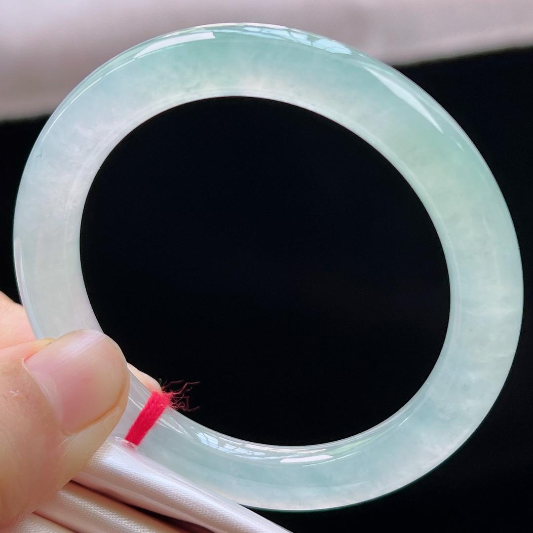 缅甸翡翠玉手镯福镯圆条50圈口