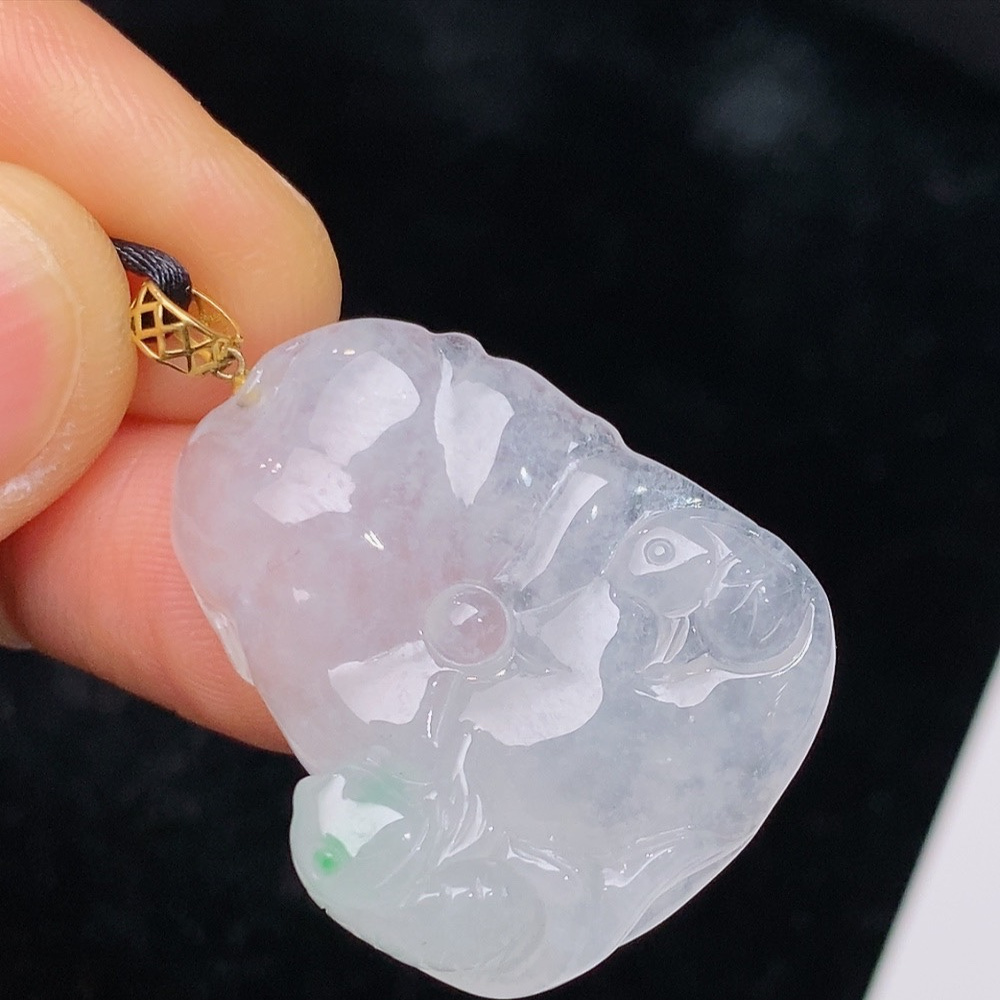 缅甸翡翠镶金玉吊坠天然玉石A货