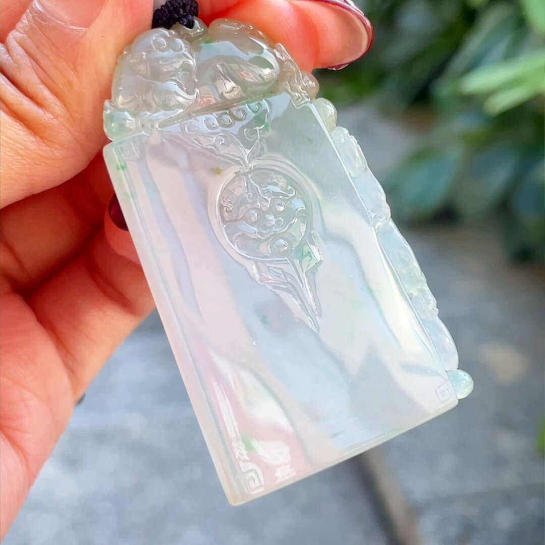 缅甸翡翠貔貅玉吊坠天然玉石A货冰种飘绿飘绿花新款高档正品0528