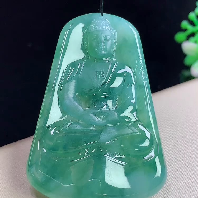 缅甸翡翠大日如来玉吊坠天然玉石A货冰种飘花礼物正品收藏1203