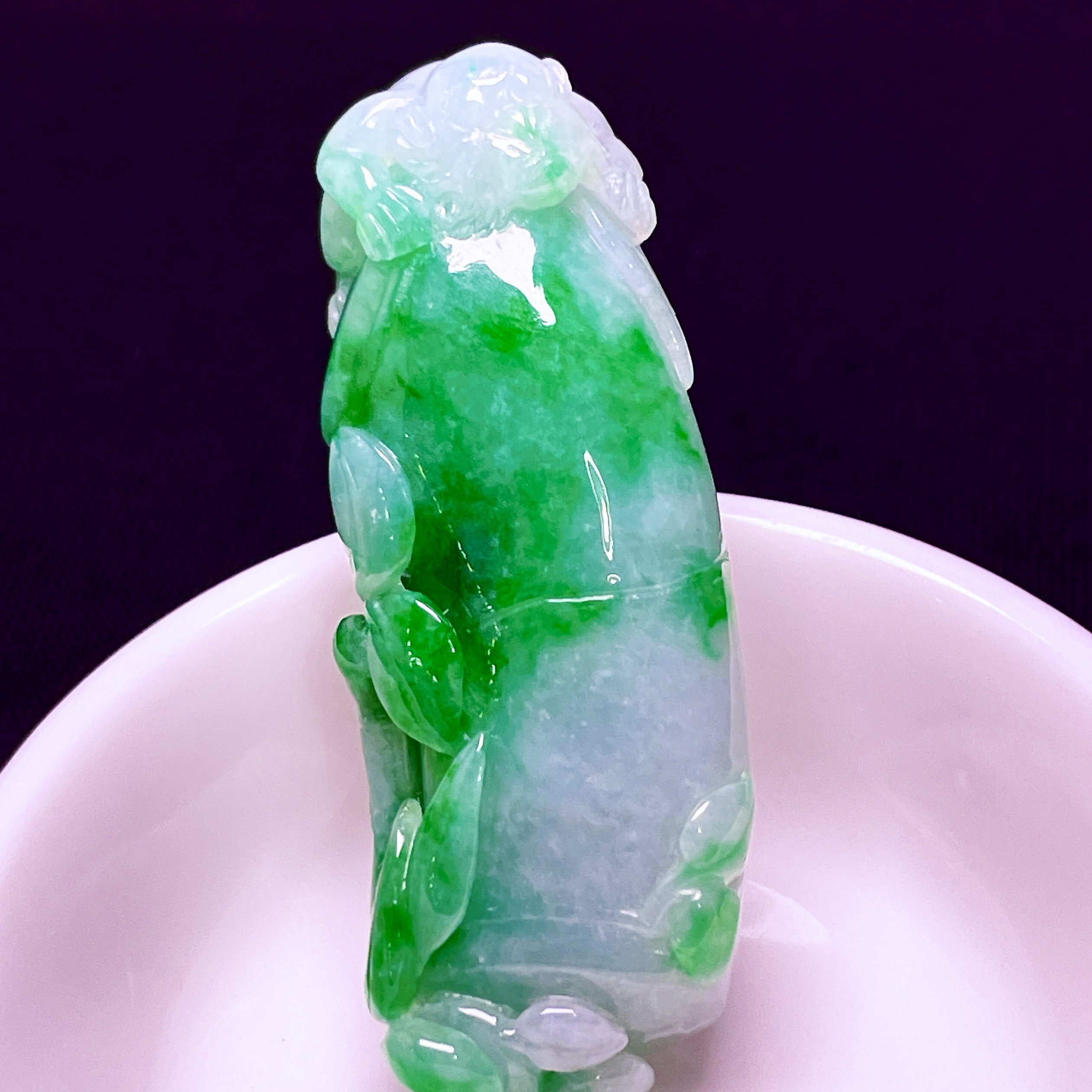 缅甸翡翠竹节玉吊坠天然玉石A货冰糯种辣绿正品证书收藏高档0601