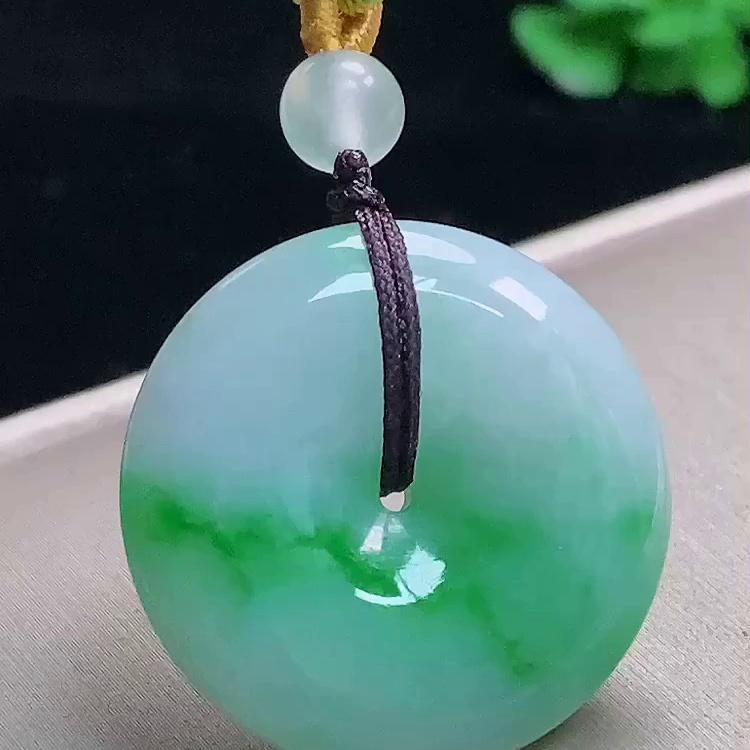 缅甸翡翠平安扣玉吊坠天然玉石A