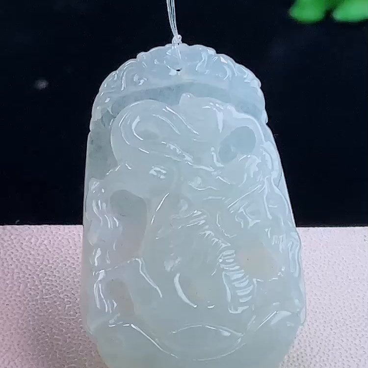 缅甸翡翠龙牌玉吊坠天然玉石A货冰种收藏礼物老坑正品证书0108