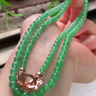 缅甸翡翠项链玉项链天然玉石A货