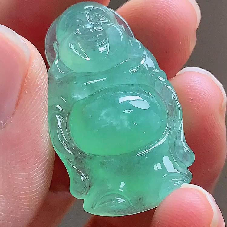 缅甸翡翠站佛玉吊坠天然玉石A货冰种晴绿高档新款礼物收藏1025