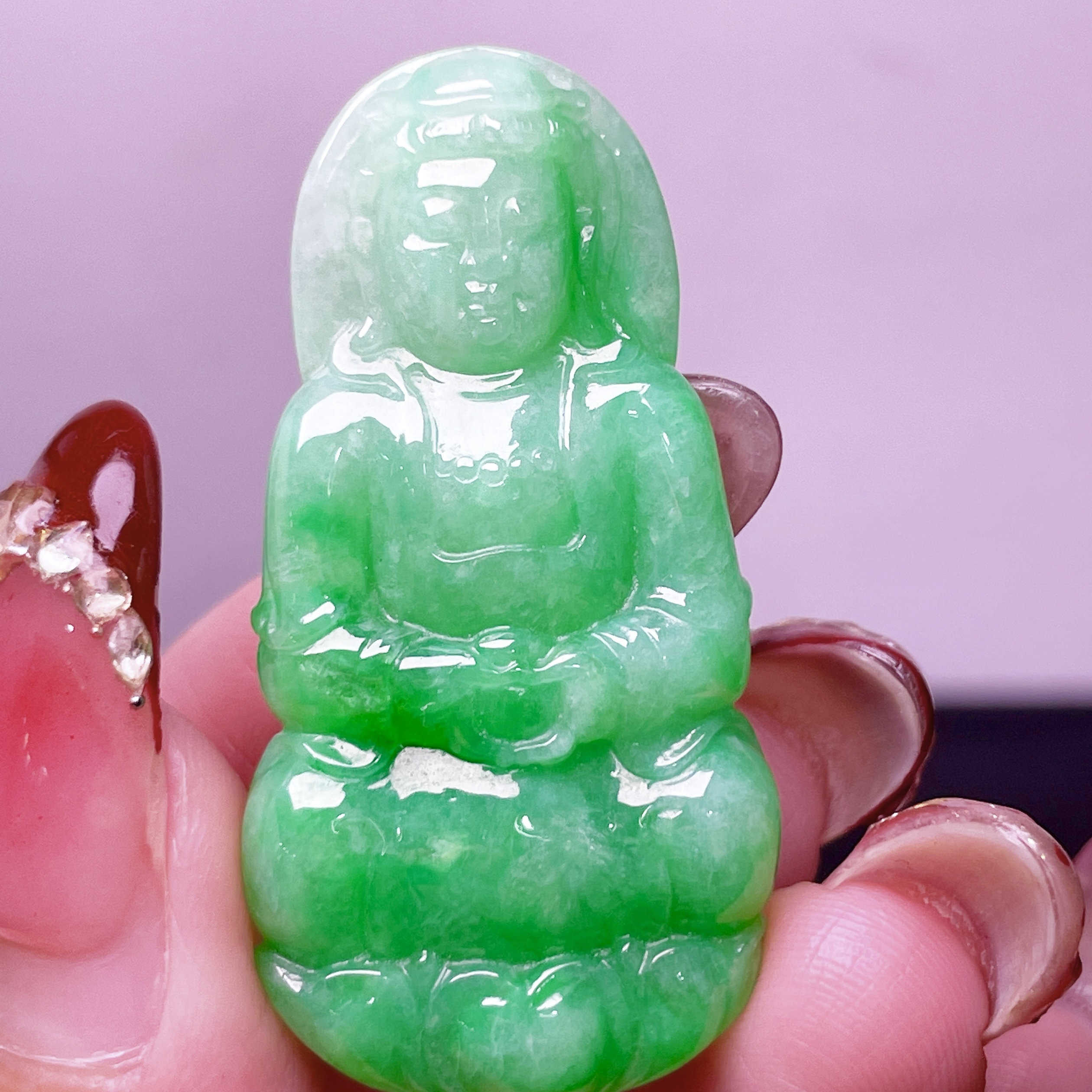 缅甸翡翠观音玉吊坠天然玉石A货冰种辣绿高档礼物收藏正品0530