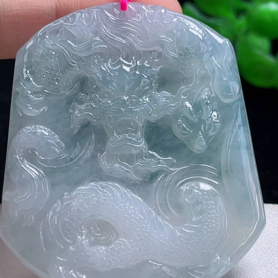 缅甸翡翠龙牌玉吊坠天然玉石A货冰种证书高档收藏新款礼物1023